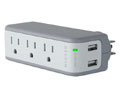 BELKIN 5-Outlets Mini Surge Suppressors with USB Charger - 3 x AC Power, 2 x USB - 918 J - 5 V DC Output