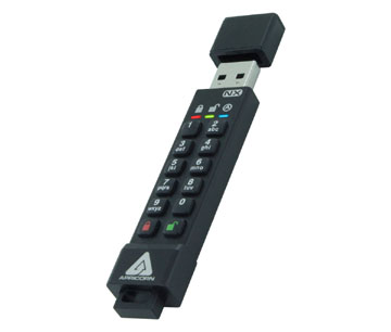 Apricorn Aegis Secure Key 3NX: Software-Free 256-Bit AES XTS Encrypted USB 3.1 Flash Key with FIPS 140-2 level 3 validation, 128GB