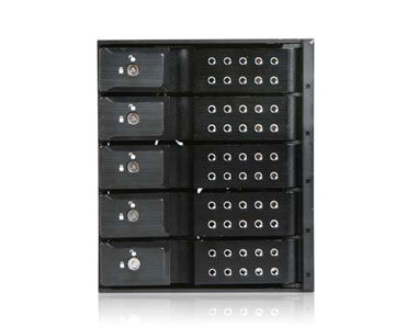 iStarUSA 3x5.25" to 5x3.5" SAS/SATA 12 Gb/s Trayless Hot-Swap Cage - Black