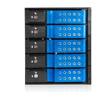 iStarUSA 3x5.25" to 5x3.5" SAS/SATA 12 Gb/s Trayless Hot-Swap Cage -  Blue