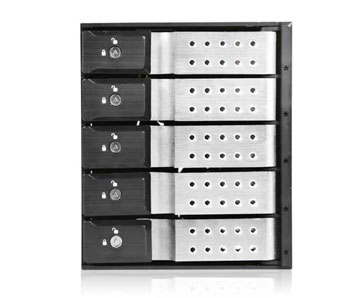 iStarUSA 3x5.25" to 5x3.5" SAS/SATA 12 Gb/s Trayless Hot-Swap Cage -  Silve