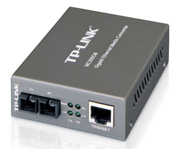 TP-LINK Gigabit Media Converter, 1000Mbps RJ45 to 1000M multi-mode SC fiber, up to 550m/1800ft, chassis mountable - 1000Base-T, 1000Base-FX - External