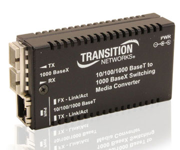 TRANSITION NETWORKS 10/100/1000BaseTX to 1000BaseLX Media Convertor - 1 x RJ-45 , 1 x SC - 10/100/1000Base-T, 1000Base-LX