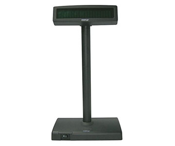Posiflex Pole Display - 2 x 20 VFD, 9mm Characters, Serial, 300mm pole and stand, power adaptor, Black