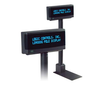 Logic Controls LDX9000 Pole Display, 9.5 MM 2X20, USB, UNIVERSAL Command Set, Gray, External Power Supply Included