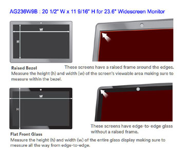 3M AG236W9B Anti-Glare Filter for 23.6" Widescreen Monitor - Clear, 16:9, 20 1/2" W x 11 9/16" H