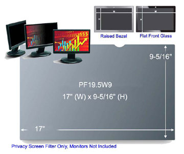 3M PF19.5W9 Black Frameless Privacy Filter for Desktop 19.5 inch Widescreen Monitor (16:9)