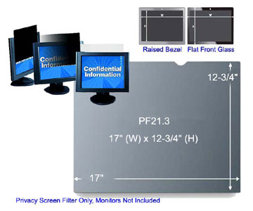 3M PF21.3 Black Frameless Privacy Filter for Desktop 21.3" Standard Monitor (4:3)