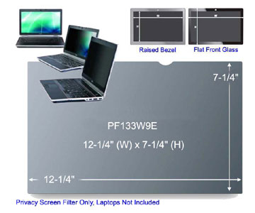 3M PF133W9E Black Frameless Privacy Filter for 13.3" Edge-to-Edge Widescreen Laptop (16:9)