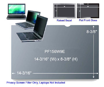 3M PF156W9E Black Frameless Privacy Filter for 15.6" Edge-to-Edge Widescreen Laptop (16:9)