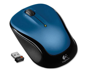 Logitech M325 Mouse - Optical - Wireless - Radio Frequency - Blue - USB - Scroll Wheel