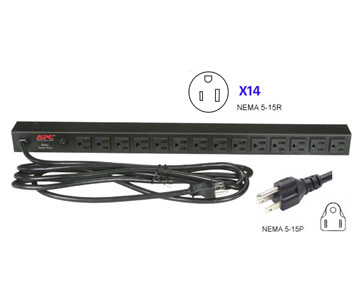 APC Basic Rack 1.8kVA PDU - 1.8kVA - Zero U Rack-mountable - INPUT: NEMA 5-15P, OUTPUT: 14 x NEMA 5-15R