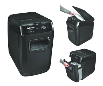 Fellowes AutoMax 130C Auto Feed Shredder - Cross Cut - 130 Per Pass - 8.50 gal Wastebin Capacity