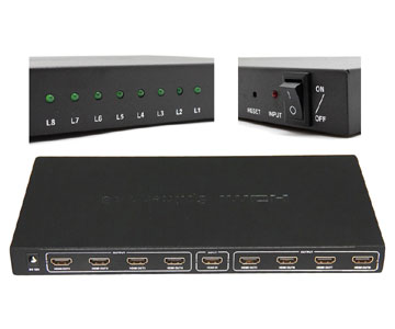 4XEM 8 Port HDMI Splitter Supports3D 4K/2K - 340 MHz to 340 MHz - HDMI In - HDMI Out