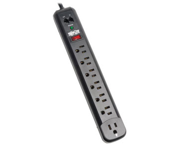 TRIPP LITE Protect It! TLP76RBTEL 7 Outlets Surge Suppressor - 7 x NEMA 5-15R - 1.80 kVA - 1080 J - 120 V AC Input